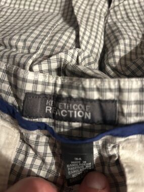 Kenneth Cole Reaction White Shirt with Blue Trim and Black Grid